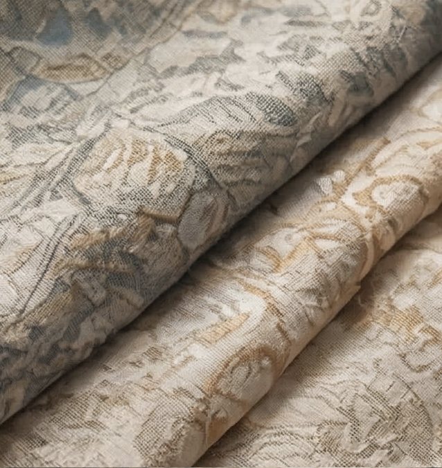 Soft cream jacquard kurta fabric with a floral weave
