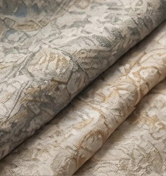 Soft cream jacquard kurta fabric with a floral weave