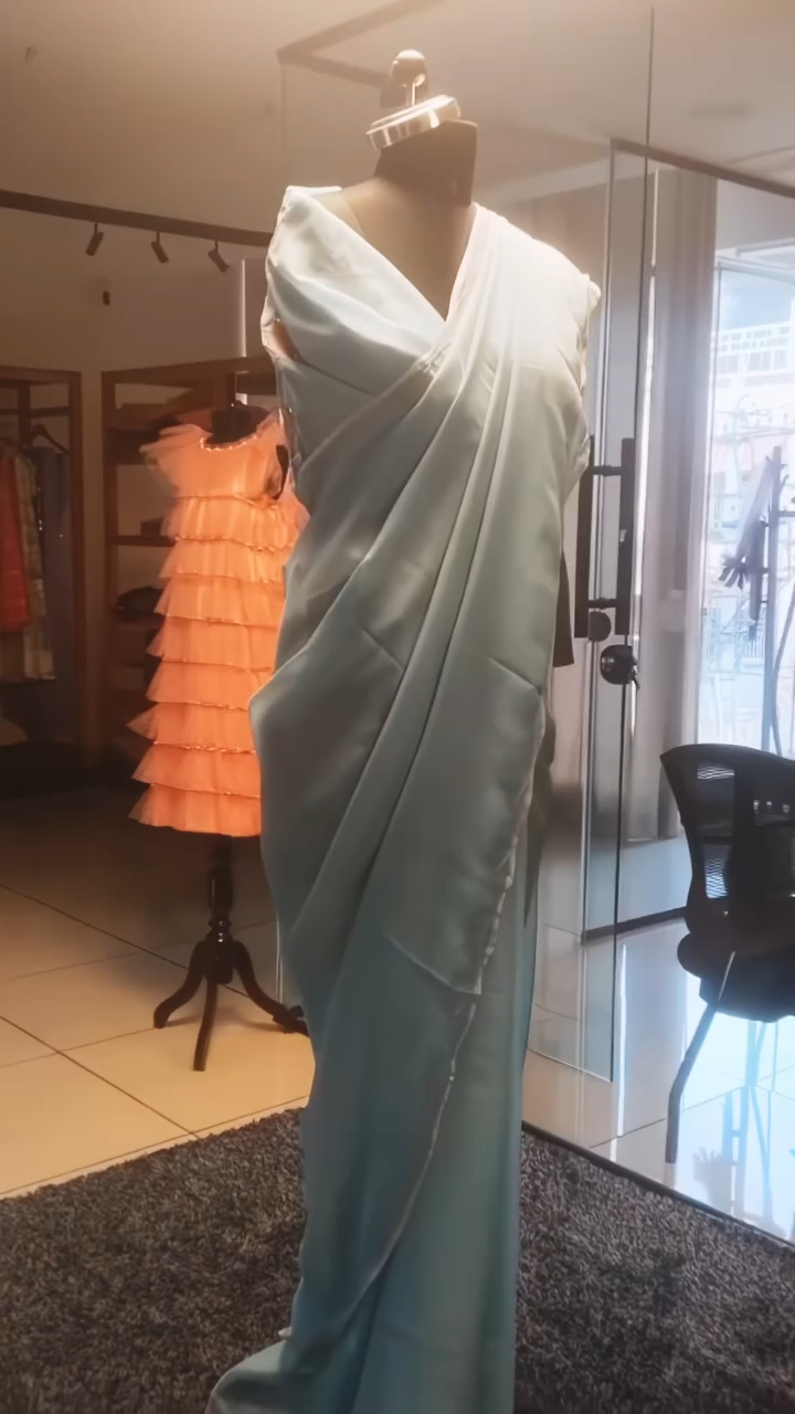 Aayra Design Studio | Sky Blue Organza Saree