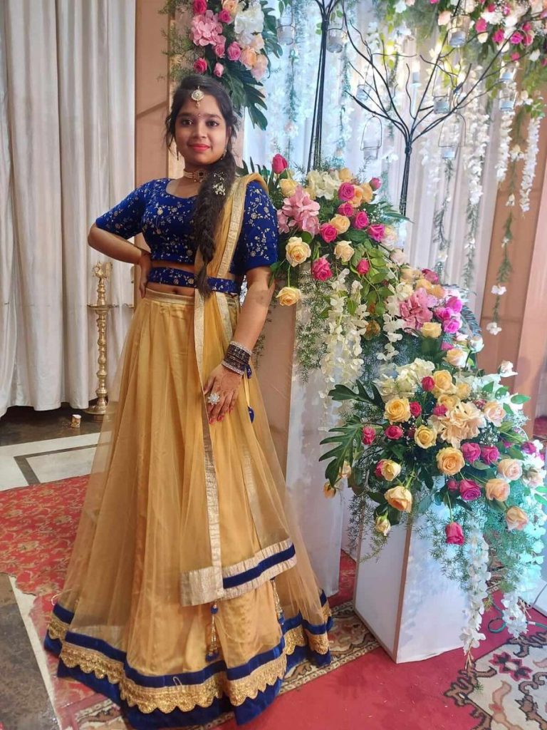 Gold brocade lehenga fabric